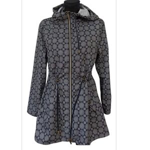 Tribal floral novelty print lightweight windbreaker hooded jacket coat size M